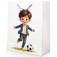 Geschenktüte zur Kommunion für Jungen - Fußballmotiv, 23 x 18 x 10 cm