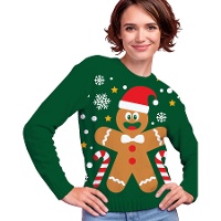 Weihnachtspullover mit Lebkuchenmann für Damen