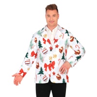 Weiße Weihnachtsjacke mit Dekorationen