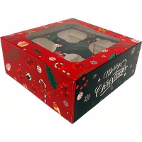 Schachtel für 4 Weihnachts-Cupcakes 'Merry Christmas'