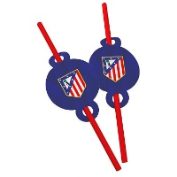 Blaue Trinkhalme von Atlético de Madrid - 6 Stück