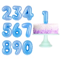 Pausbäckige blaue Zahlenkerze 6 cm - 1 Stück