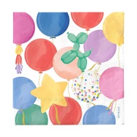 Servilletas de Feliz Cumpleaños Decorado de Colores de 16,5 x 16,5 cm - 20 unidades