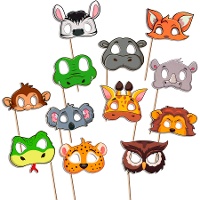 Set für Fotokabinen mit Tiermasken - 12 Stück