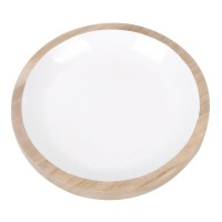 Runder Taschenhalter aus Holz und weiß 20,5 cm - DCasa