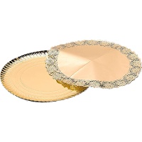 Runde Pappschale von 35 cm mit goldener Spitze