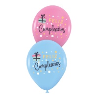 Geburtstagsglückwunsch-Luftballons aus Latex mit Geschenk, 30 cm - 6 Stück
