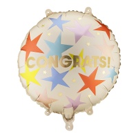 Folienballon 'Congrats' mit bunten Sternen, 35 cm