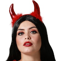 Glänzend rotes Teufelshörner Stirnband