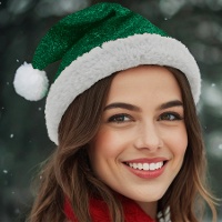 Deluxe Weihnachtsmannmütze in Grün
