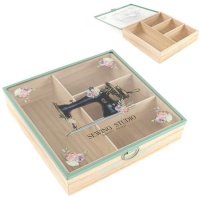 Nähkasten aus Holz mit Blumen
