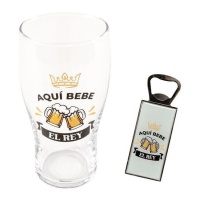 Glas 435 ml und Flaschenöffner von Der König - 2 Stück