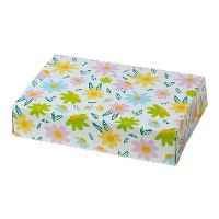 Kartonbox 23,5 x 16 x 5 cm, bunt bedruckt mit Blumen