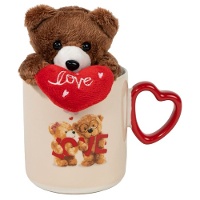 348-ml-Tasse mit Liebes-Teddybär (inklusive Plüschtier)