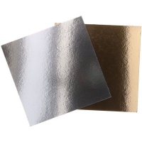 Tortenunterlage 35 x 35 x 0,1 cm, gold und silber - 100 Stück
