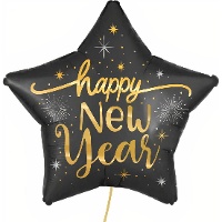 Schwarzer New Year Sternballon, 91 cm