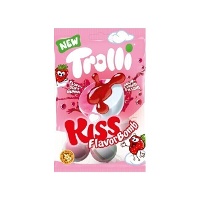 Trolli Kiss FlavorBomb - Erdbeer-Fruchtgummi mit flüssiger Füllung, 75 g