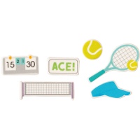 2D-Zuckerdekorationen für Tennis-Cupcakes - 12 Stück