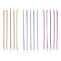 18 cm lange Metallic-Kerzen - PME - 16 Stk.