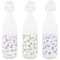1-Liter Flasche mit kleinen Blumen - 1 Stück
