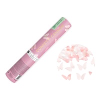 Konfettikanone mit weißen und rosa Schmetterlingen, 20 cm