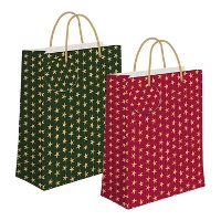 Geschenktüte mit Weihnachtssternen 14 x 11,5 x 6,7 cm - 1 Stück