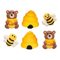 Zuckerfiguren von Bären und Bienen - Decora - 6 Stück