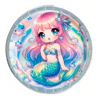 Platos de Sirena Kawaii iridiscente de 18 cm - 8 unidades
