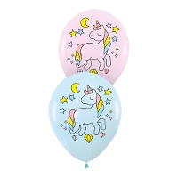 Einhornglobos aus Latex, Pastellfarben, 30 cm - 6 Stück
