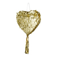 3D Herz-Piñata in Gold, 36 x 32 x 10 cm