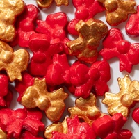 Rote und goldene Schleifenstreusel, 25 g - PME