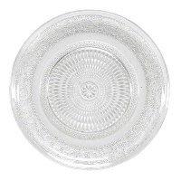 Dessertteller aus transparentem, geätztem Glas, 19,5 cm