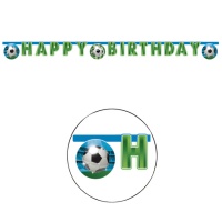 Happy Birthday Fußball Kranz blau - 2 m