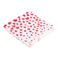 Servietten mit roten Herzen, 16,5 x 16,5 cm - 12 Stück