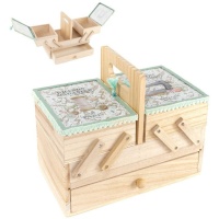 Holz-Nähkästchen mit Regalen