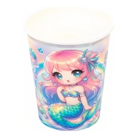 Vasos de Sirena Kawaii iridiscente - 8 unidades