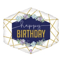 Marineblauer und goldener Happy Birthday Ballon 76cm - Grabo
