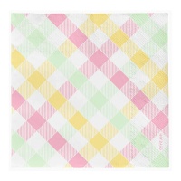 Pastellfarbene karierte Servietten 16,5 x 16,5 cm - 30 Stück