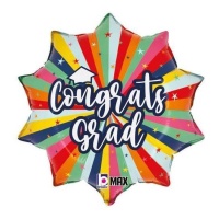 Gratulation Grad 46 cm farbiger Stern-Ballon - Grabo