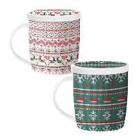 Weihnachtstasse mit Schneemotiv und Tee-Filter - 1 Stück
