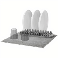 Ovales Abtropfgestell 40 x 17,5 x 3,5 cm, grau - mit Reinigungstuch