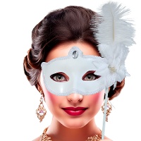 Augenmaske mit Stab, Feder und Zierstein