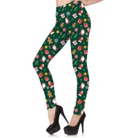 Grüne Weihnachtsleggings mit Santa Claus