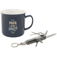 Tasse mit 400 ml Volumen und Multifunktionsmesser für den Papa