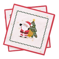 Servietten mit Weihnachtsmann-Motiv in Rot und Weiß, 16,5 x 16,5 cm - 20 Stück