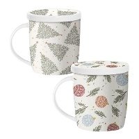 Weihnachtliche Tasse mit 350 ml Füllmenge inklusive Tee-Filter - 1 Stück