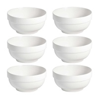 Runder stapelbarer Porzellanschale, 13 cm - 6 Einheiten