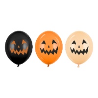 Halloween-Latexballons mit Kürbismotiven in Orangetönen, 30 cm - 50 Stück