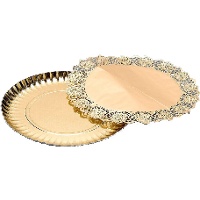Runde Pappschale mit 23 cm Durchmesser und goldener Spitze