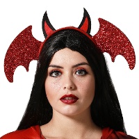 Teufelshörner und Flügel Diadem in Rot